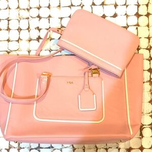 RLL vegan leather tote bag with removable Wristlet